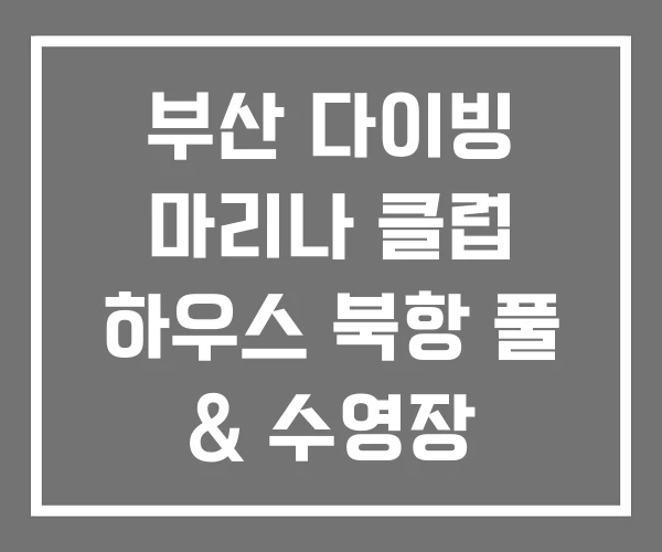 부산 다이빙 마리나 클럽 하우스 북항 풀 & 수영장