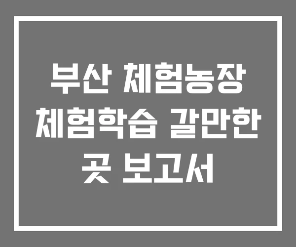 부산 체험농장 체험학습 갈만한 곳 보고서