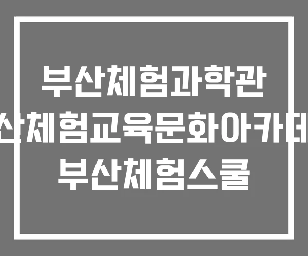 부산체험과학관 부산체험교육문화아카데미 부산체험스쿨