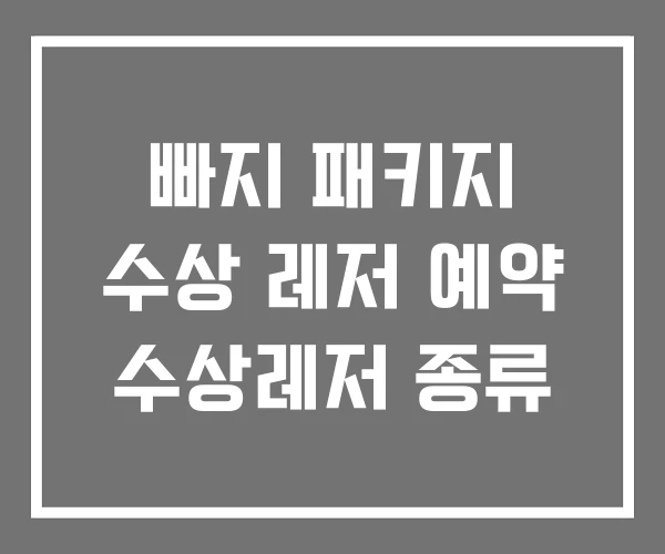 빠지 패키지 수상 레저 예약 수상레저 종류