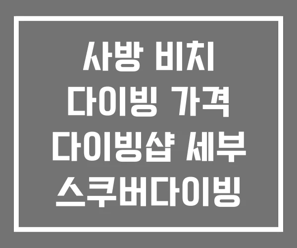 사방 비치 다이빙 가격 다이빙샵 세부 스쿠버다이빙