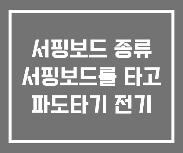 서핑보드 종류 서핑보드를 타고 파도타기 전기