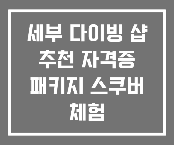 세부 다이빙 샵 추천 자격증 패키지 스쿠버 체험