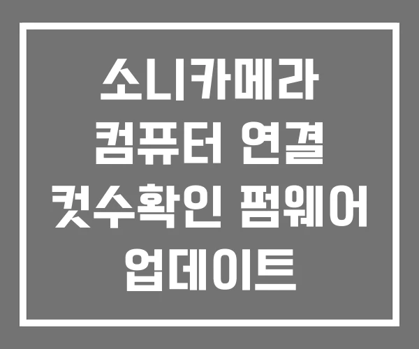 소니카메라 컴퓨터 연결 컷수확인 펌웨어 업데이트
