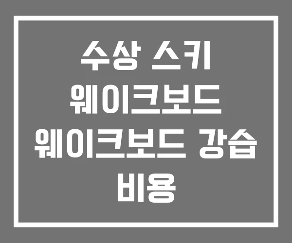 수상 스키 웨이크보드 웨이크보드 강습 비용