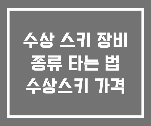 수상 스키 장비 종류 타는 법 수상스키 가격