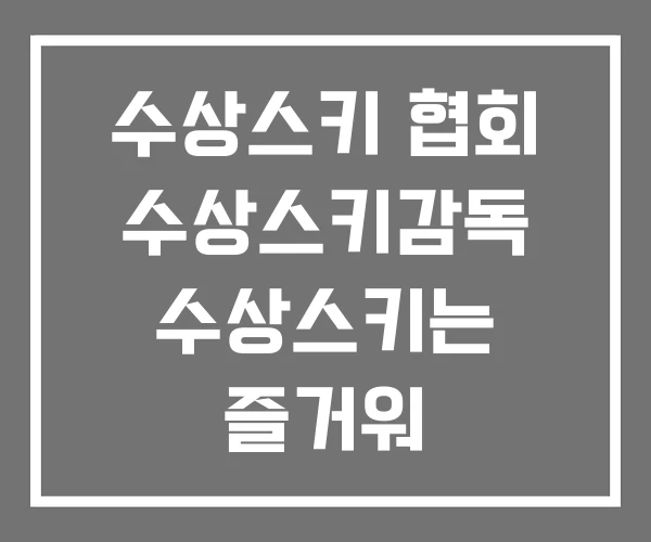 수상스키 협회 수상스키감독 수상스키는 즐거워