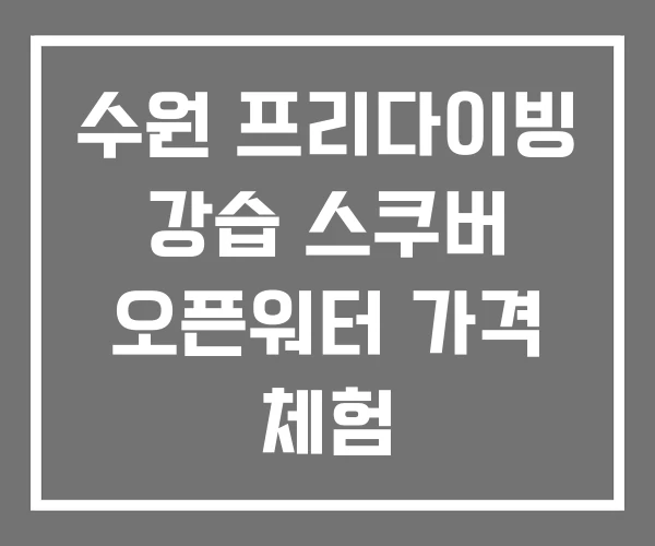 수원 프리다이빙 강습 스쿠버 오픈워터 가격 체험