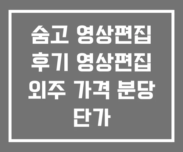 숨고 영상편집 후기 영상편집 외주 가격 분당 단가