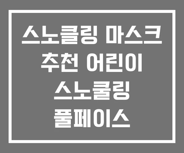스노클링 마스크 추천 어린이 스노쿨링 풀페이스