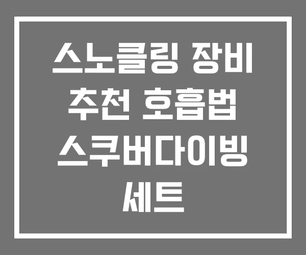 스노클링 장비 추천 호흡법 스쿠버다이빙 세트