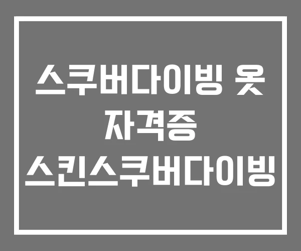 스쿠버다이빙 옷 자격증 스킨스쿠버다이빙