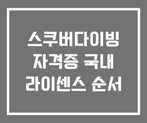 스쿠버다이빙 자격증 국내 라이센스 순서