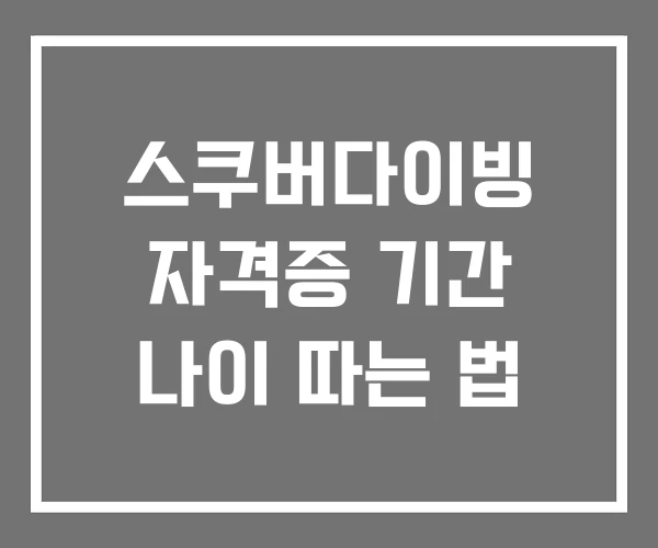 스쿠버다이빙 자격증 기간 나이 따는 법