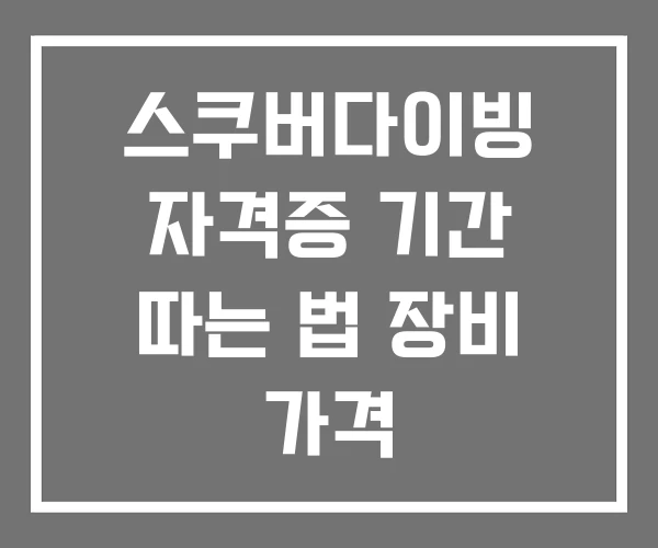 스쿠버다이빙 자격증 기간 따는 법 장비 가격
