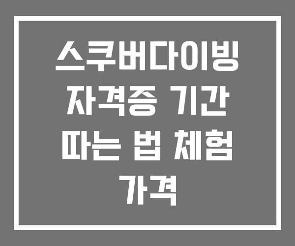 스쿠버다이빙 자격증 기간 따는 법 체험 가격