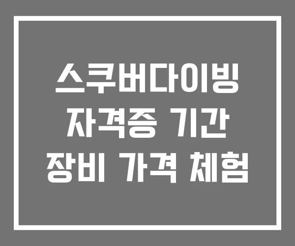 스쿠버다이빙 자격증 기간 장비 가격 체험