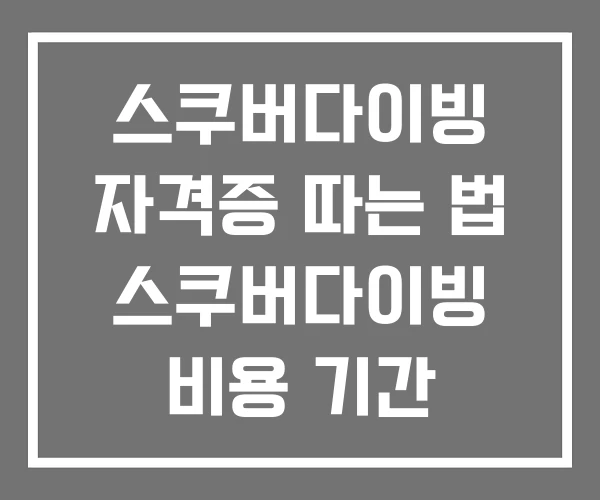 스쿠버다이빙 자격증 따는 법 스쿠버다이빙 비용 기간