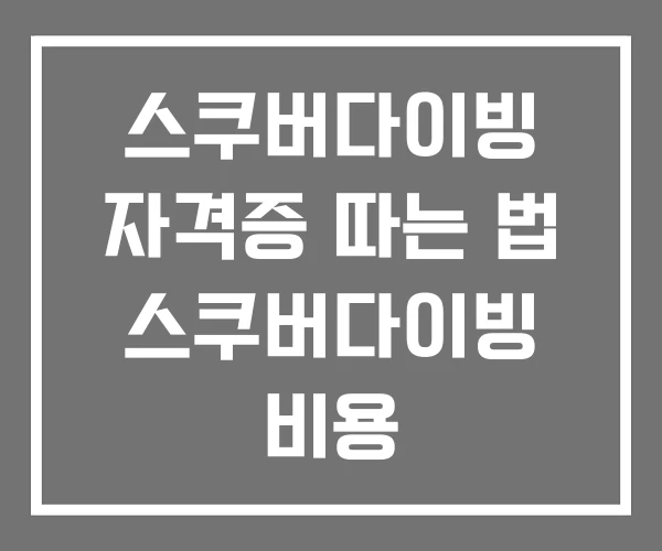 스쿠버다이빙 자격증 따는 법 스쿠버다이빙 비용