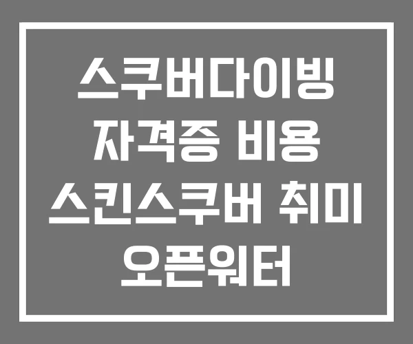 스쿠버다이빙 자격증 비용 스킨스쿠버 취미 오픈워터