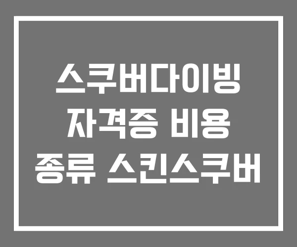 스쿠버다이빙 자격증 비용 종류 스킨스쿠버
