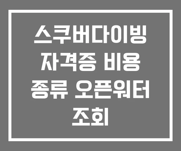 스쿠버다이빙 자격증 비용 종류 오픈워터 조회