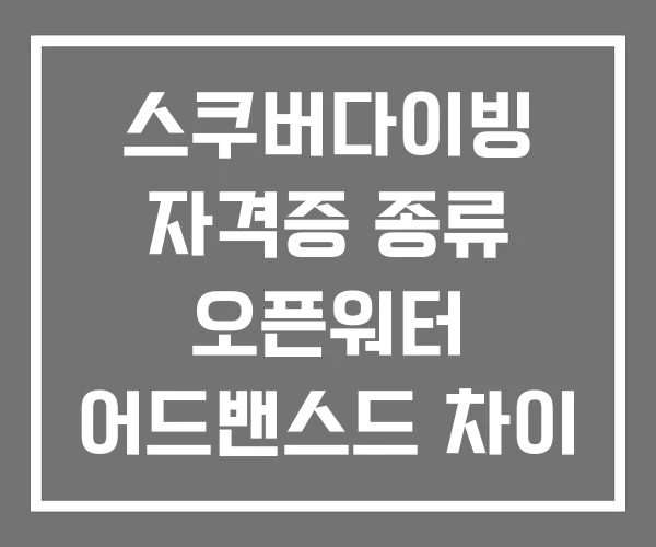 스쿠버다이빙 자격증 종류 오픈워터 어드밴스드 차이