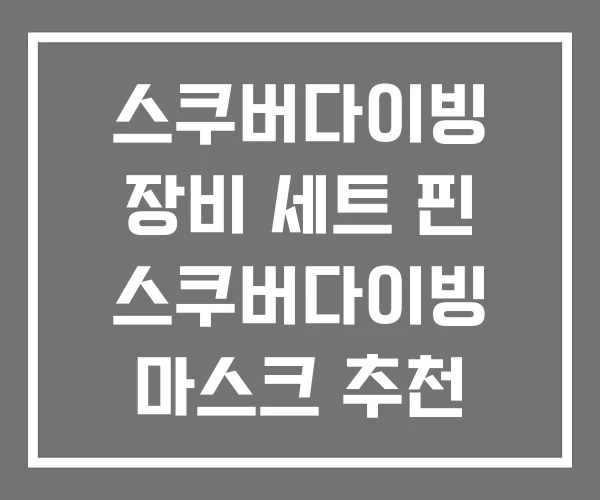 스쿠버다이빙 장비 세트 핀 스쿠버다이빙 마스크 추천