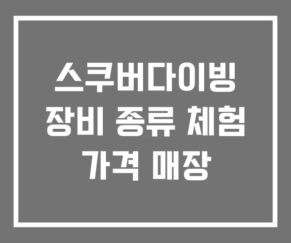 스쿠버다이빙 장비 종류 체험 가격 매장
