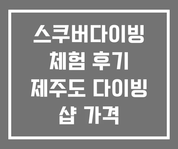 스쿠버다이빙 체험 후기 제주도 다이빙 샵 가격