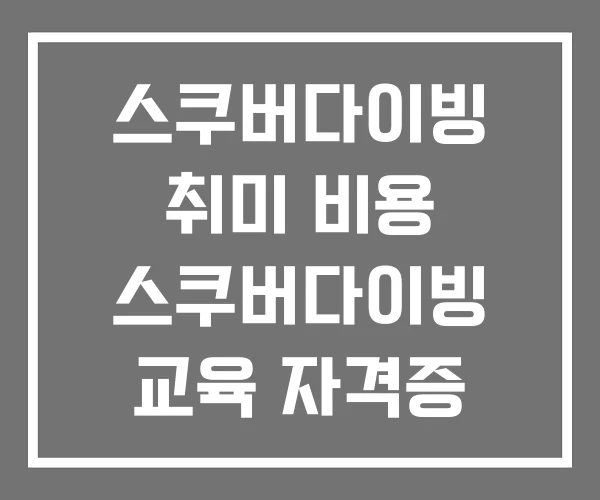 스쿠버다이빙 취미 비용 스쿠버다이빙 교육 자격증