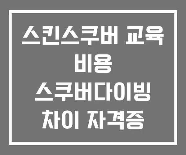 스킨스쿠버 교육 비용 스쿠버다이빙 차이 자격증