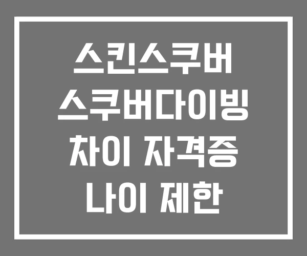 스킨스쿠버 스쿠버다이빙 차이 자격증 나이 제한