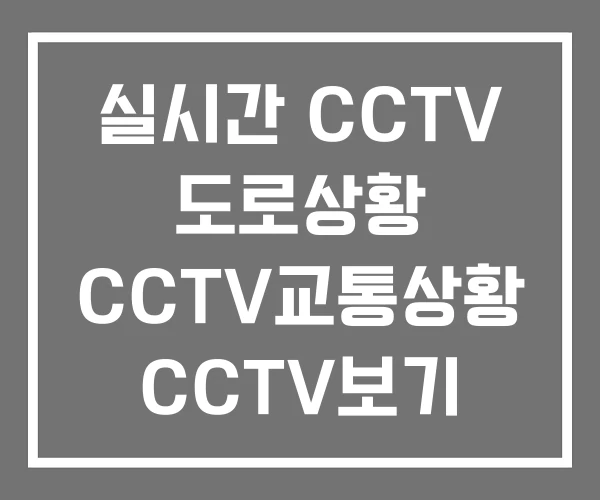 실시간 CCTV 도로상황 CCTV교통상황 CCTV보기