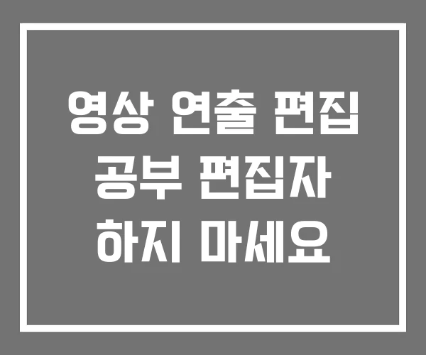 영상 연출 편집 공부 편집자 하지 마세요