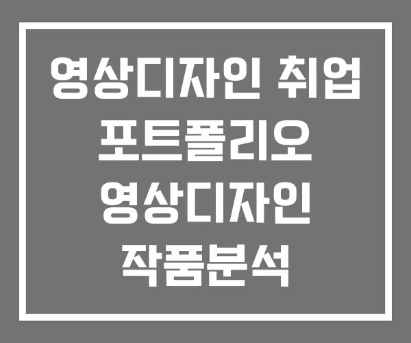 영상디자인 취업 포트폴리오 영상디자인 작품분석 중심으로