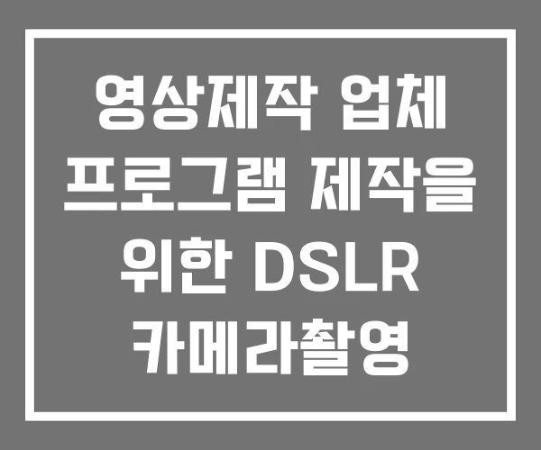 영상제작 업체 프로그램 제작을 위한 DSLR 카메라촬영
