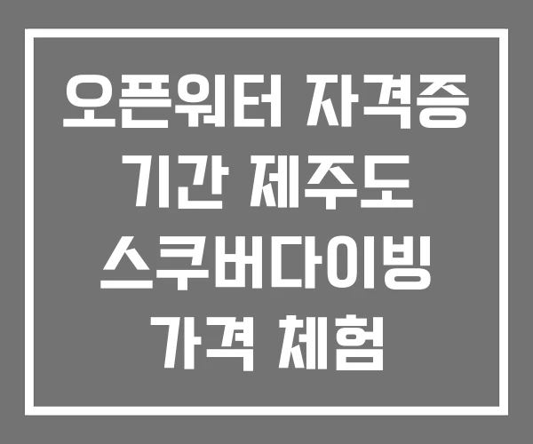 오픈워터 자격증 기간 제주도 스쿠버다이빙 가격 체험 오픈워터 자격증 기간 제주도 스쿠버다이빙 가격 체험