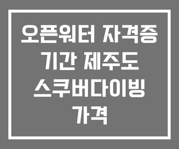 오픈워터 자격증 기간 제주도 스쿠버다이빙 가격