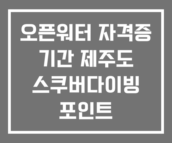 오픈워터 자격증 기간 제주도 스쿠버다이빙 포인트