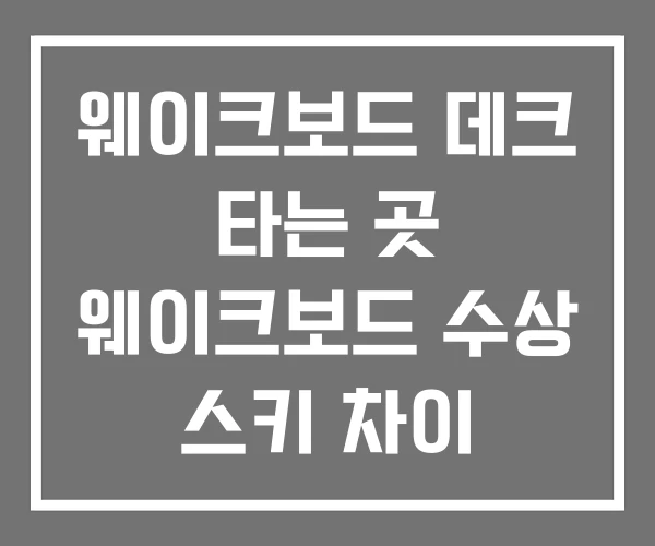 웨이크보드 데크 타는 곳 웨이크보드 수상 스키 차이