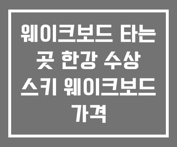 웨이크보드 타는 곳 한강 수상 스키 웨이크보드 가격
