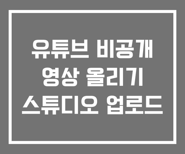 유튜브 비공개 영상 올리기 스튜디오 업로드