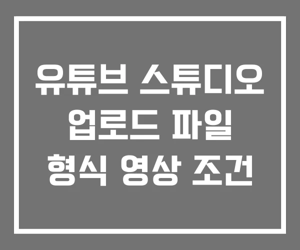 유튜브 스튜디오 업로드 파일 형식 영상 조건