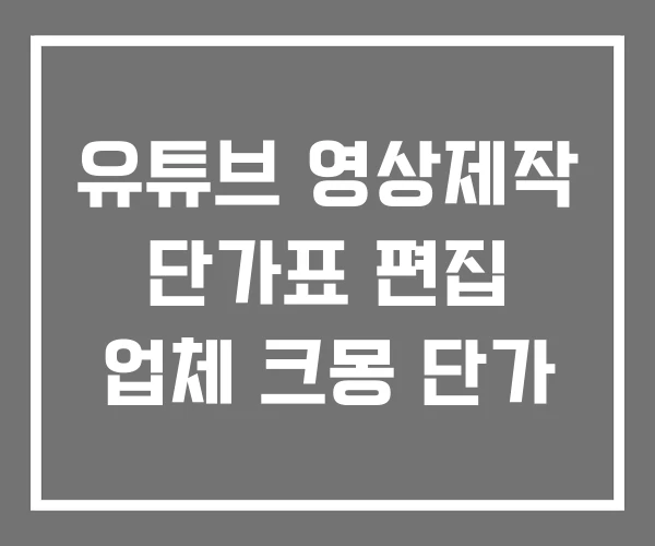유튜브 영상제작 단가표 편집 업체 크몽 단가