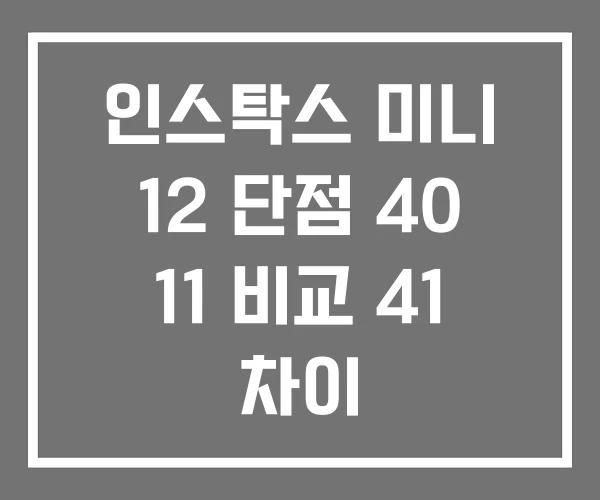 인스탁스 미니 12 단점 40 11 비교 41 차이