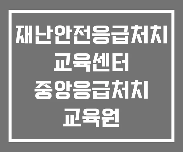 재난안전응급처치 교육센터 중앙응급처치 교육원 하나응급처치