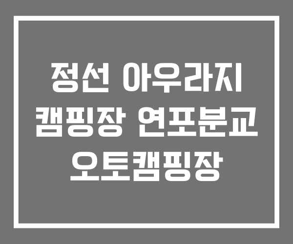 정선 아우라지 캠핑장 연포분교 오토캠핑장
