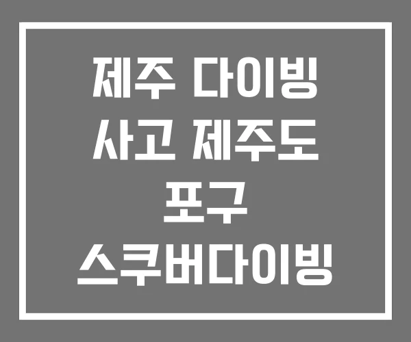 제주 다이빙 사고 제주도 포구 스쿠버다이빙 자격증