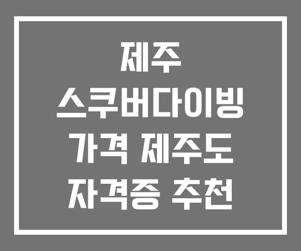 제주 스쿠버다이빙 가격 제주도 자격증 추천